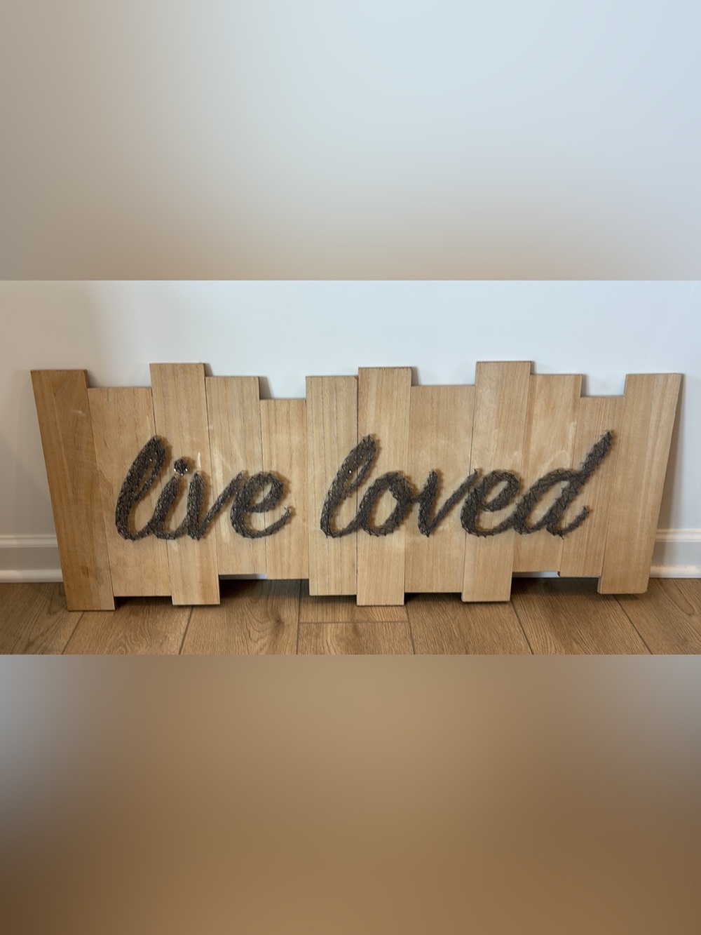 Live Loved Rustic Wood Wall Decor - Natural Wood with Dark Gray Script